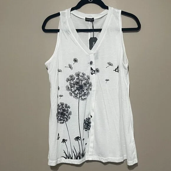 White & Black Summer Top, NORACORA, Medium, NWT - Picture 1 of 9